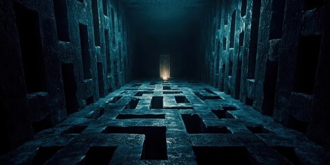 Wall Mural - dark room with a light in the middle