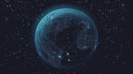 Wall Mural - Stunning Digital Rendering of Earth with Starry Background Scene