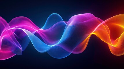 Wall Mural - Vibrant Abstract Fluid Shapes in Neon Colors with Ethereal Glowing Effects