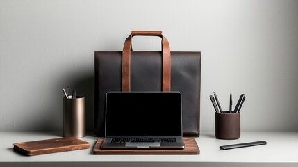 Poster - A minimalist home office with handcrafted furniture and eco-conscious decor