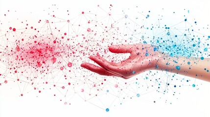 Hand holding digital network, connection concept