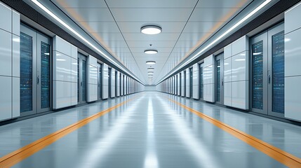 Server room corridor, data center, technology, future, digital infrastructure, storage