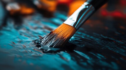 artistic brushstrokes: a close-up of a paintbrush in action