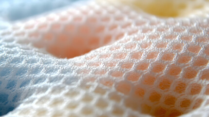 Close-up textured fabric, pastel colors, soft focus background. Use textile design