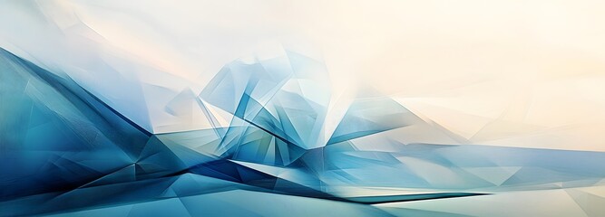 Wall Mural - a cool-toned abstract landscape with sharp, angular lines and soft color gradients