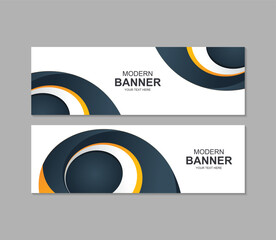 Wall Mural - Black and yellow abstract wave Banner design