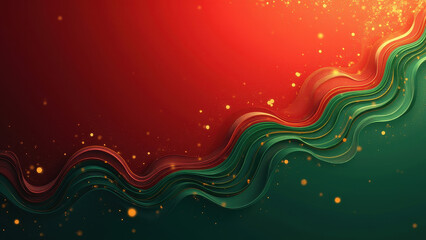 Wall Mural - Red & Green Festive Wave Abstract Background - Festive/Holiday