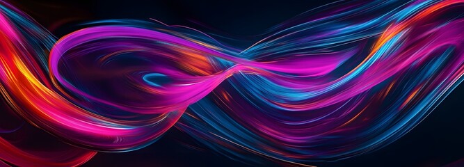 Wall Mural - an abstract, swirling mix of neon colors on a dark background, creating a sense of motion