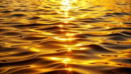 Wall Mural - Golden water with rippling surface in sunlight, creating a shimmering effect, peaceful, ocean,  peaceful, ocean