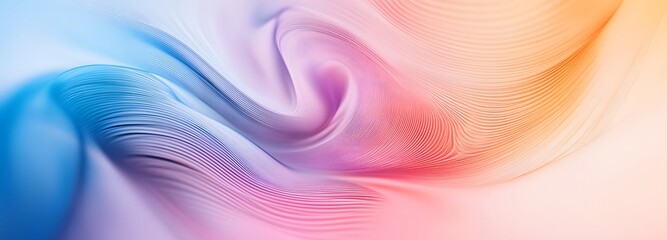 Wall Mural - an abstract circular design with flowing lines and a soft gradient of colors from blue to pink