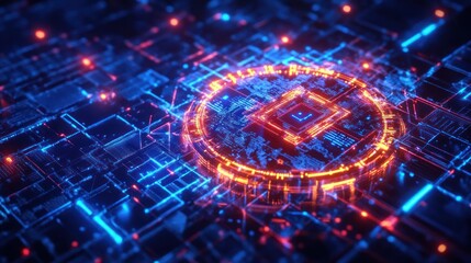 Cybernetic Core: A Futuristic Digital Landscape