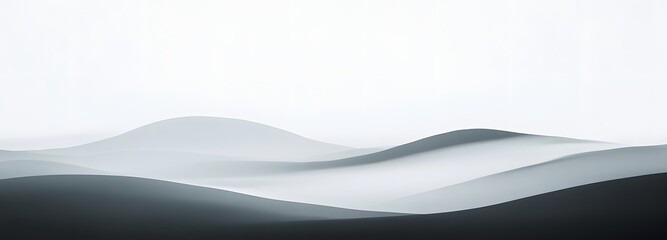 Wall Mural - a soft, monochromatic abstract landscape with rolling hills and a minimalist feel