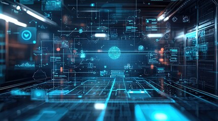 Futuristic Digital Network Data Flow Interface Technology Innovation