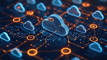 Digital Cloud Network Technology Abstract Data Connection