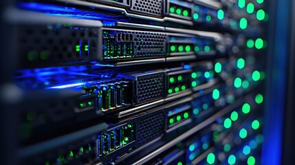 Aufkleber - Powerful Server Rack Closeup Modern Technology Data Center Infrastructure