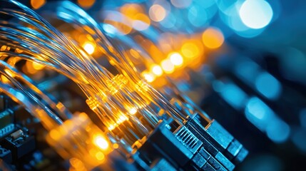 Poster - Illuminated Fiber Optic Cables Network Technology Connection