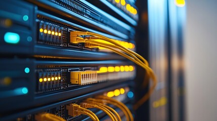 Aufkleber - High Speed Network Server Rack Technology Data Center Fiber Optic Cables