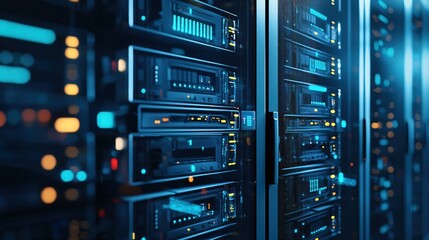 Leinwandbilder - Modern Server Room Technology Digital Data Center Network Infrastructure