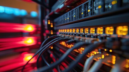 Leinwandbilder - Network Server Room Technology Data Center Cables Connections