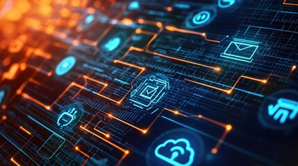 Aufkleber - Digital Network Technology Innovation Abstract Background