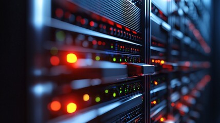 Aufkleber - Powerful Server Room Technology Data Center Network Infrastructure