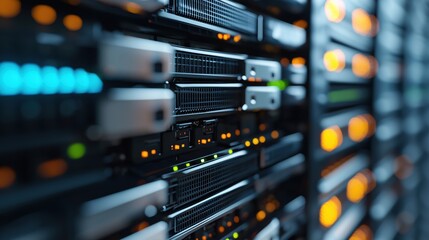 Poster - Modern Data Center Server Rack Technology Close Up