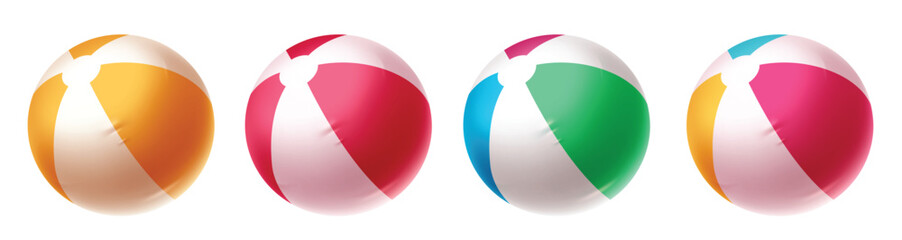 Wall Mural - summer beach ball clipart set. inflatable beach ball clip art collection in colorful and stripe grap