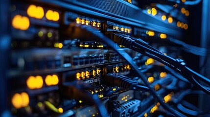 Network Server Room Data Center Technology Cables Connection