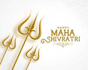 Wall Mural - happy maha shivratri greeting background with golden trishul