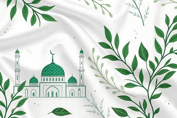 Wall Mural - illustration of a mosque in the morning