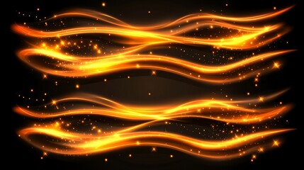 Wall Mural - Golden Wave Abstract Light Trails Design