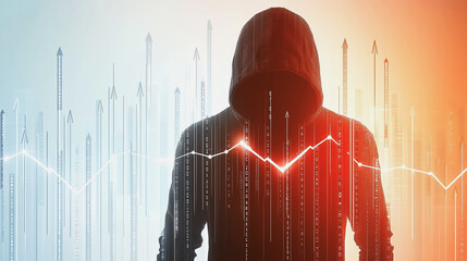  Abstract business man stands on Smart digital Innovation city with connection network reciprocity over the twilight cityscape. of future wireless digital city and social media networking systems