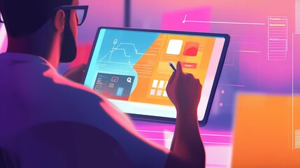 Digital Designer at Work: UI UX Interface Creation