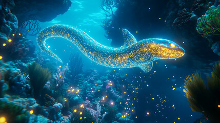 Wall Mural - Glowing Fish in a Vibrant Coral Reef