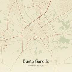  Vintage map of Busto Garolfo, Italy.