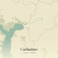  Vintage map of Carlantino, Italy.