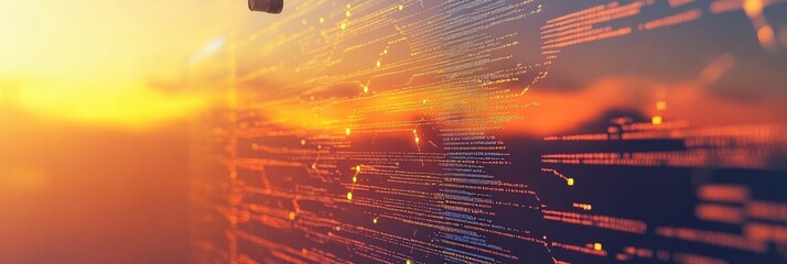 Sunset code global network data digital  technology future