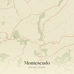  Vintage map of Montescudo, Italy.