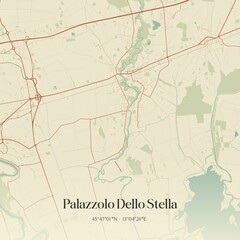  Vintage map of Palazzolo Dello Stella, Italy.