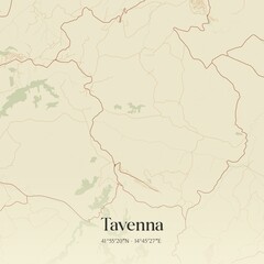  Vintage map of Tavenna, Italy.