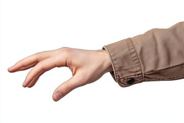 a close-up of a male hand holding an unidentified item.