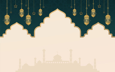 Wall Mural - Ramadan Kareem Vector Design. Beautiful Islamic Background with Lanterns & Stars