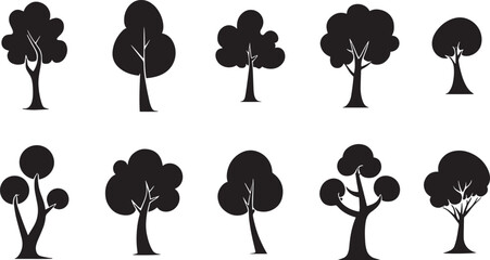 collection trees silhouettes tree icon, trees, forest, park vector icons set 
