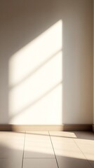 Poster - Sunlight Streaming Through Window Casting Geometric Shadows on Minimalist Interior Wall : Generative AI