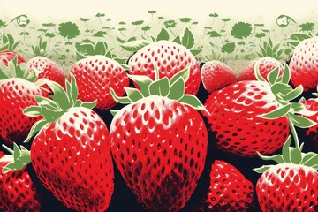 Wall Mural - Strawberry Spring Field strawberry backgrounds abundance.