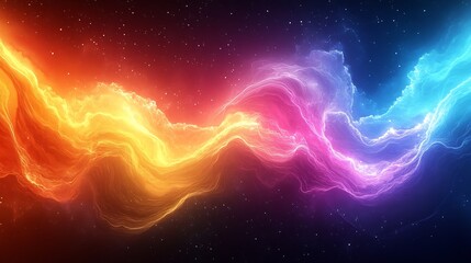Aufkleber - Vibrant Cosmic Waves of Colorful Energy in a Starry Universe Background : Generative AI