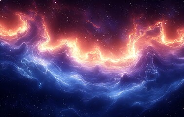 Aufkleber - Stunning Cosmic Landscape with Vibrant Celestial Colors and Starry Night Sky : Generative AI
