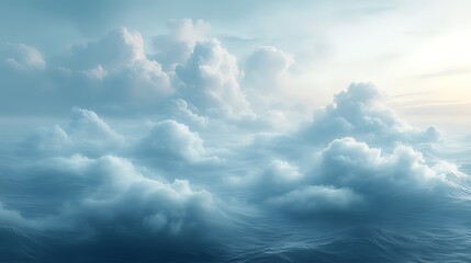 Wall Mural - above ocean cloudscape, sunset, aerial view, peaceful, background