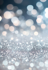 Wall Mural - shimmering christmas texture: glittering abstract bokeh background in white and silver
