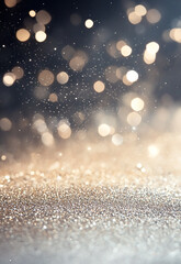 Wall Mural - shimmering christmas texture: glittering abstract bokeh background in white and silver